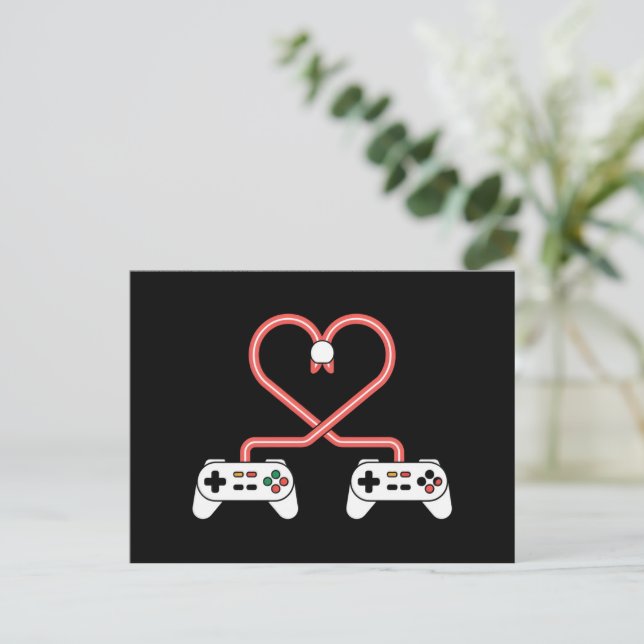 Postal Día de San Valentín para jugadores de videojuegos  (Anverso de pie)