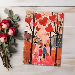 Postal día de San Valentín - Paseo por el parque