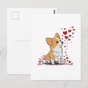 Postal Día de San Valentín Perro Lindo Corgi Día de San V