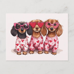 Postal Día de San Valentín Perros Dachshund