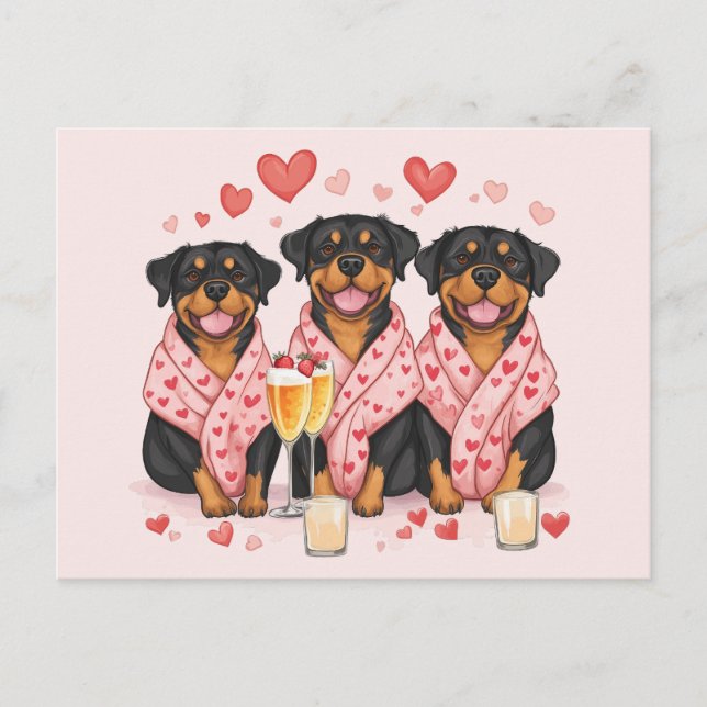 Postal Día de San Valentín Perros Rottweiler (Anverso)