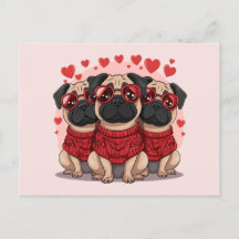 Día de San Valentín Pug Dogs