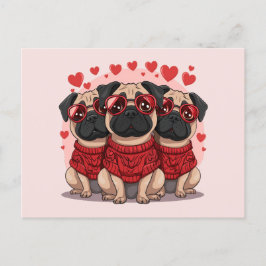 Postal Día de San Valentín Pug Dogs