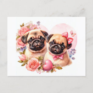 Postal Día de San Valentín Pugs