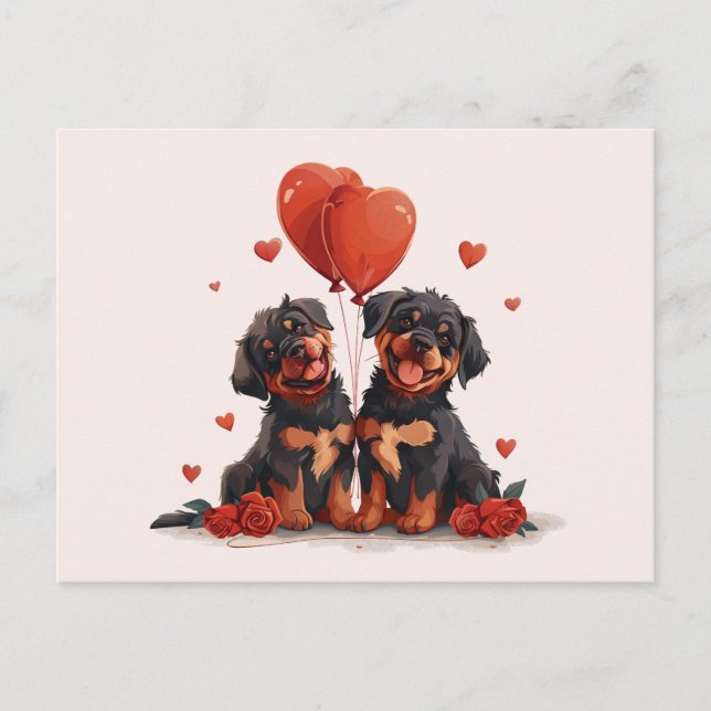 Postal Día de San Valentín Rottweiler Dogs (Anverso)