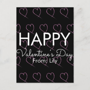 Postal Día de San Valentín Scribble Hearts Pink Black