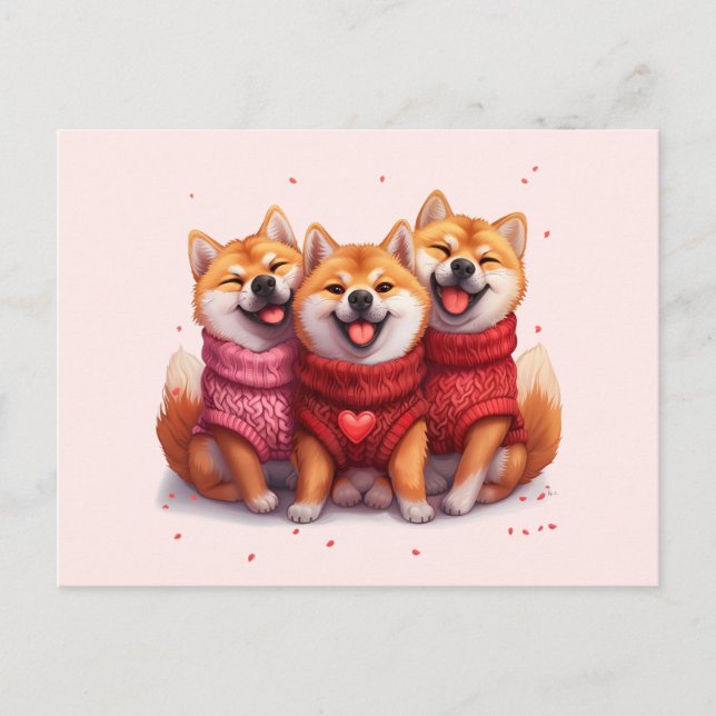 Postal Día de San Valentín Shiba Inu Dogs (Anverso)