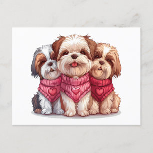 Postal Día de San Valentín Shih Tzu Dogs