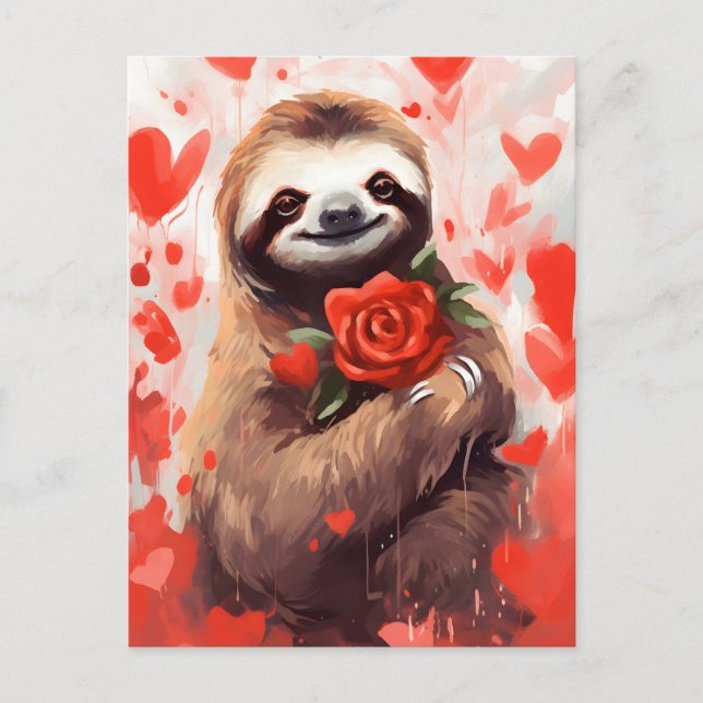 Postal Día de San Valentín Sloth (Anverso)