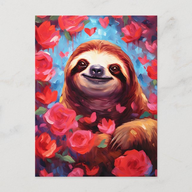 Postal Día de San Valentín Sloth (Anverso)