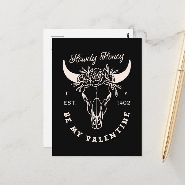 Postal Día de San Valentín vaquero sea mi San Valentín os (Anverso/Reverso In Situ)