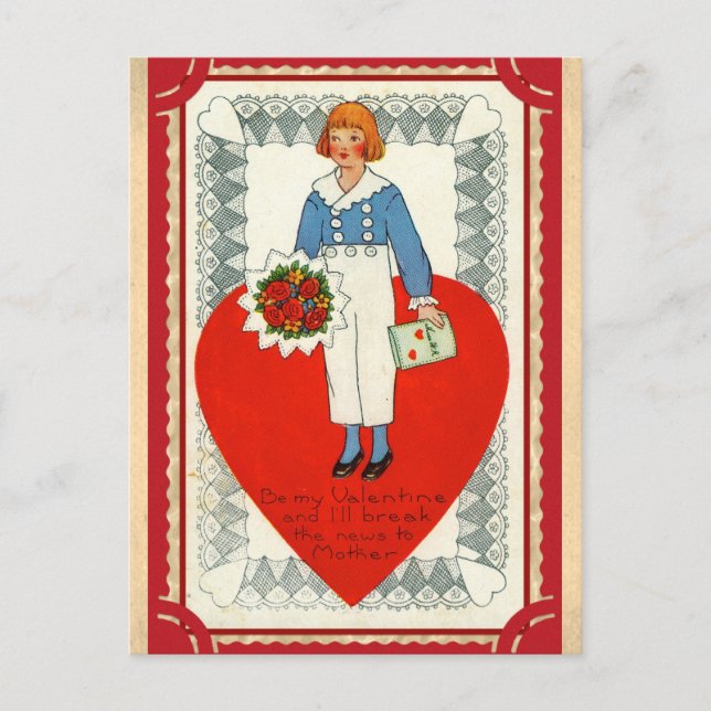 Postal Día de San Valentín victoriano de época cute graci (Anverso)