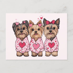 Postal Día de San Valentín Yorkie Dogs