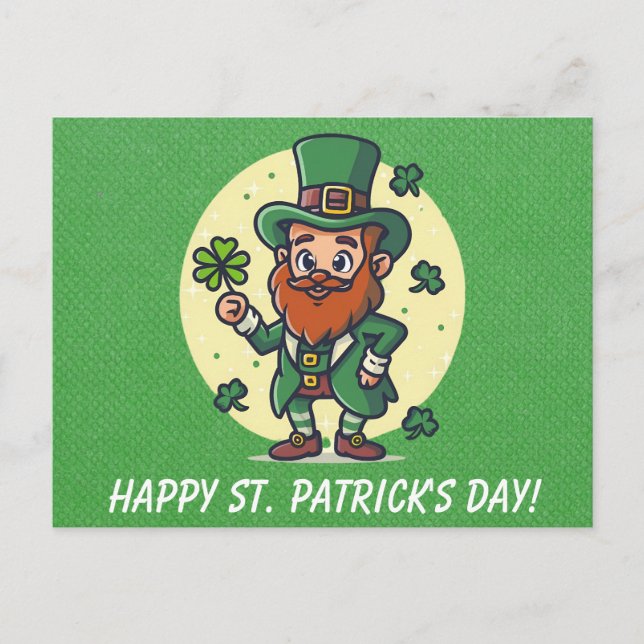 Postal Día de Santa Patria Leprechaun Shamrock (Anverso)
