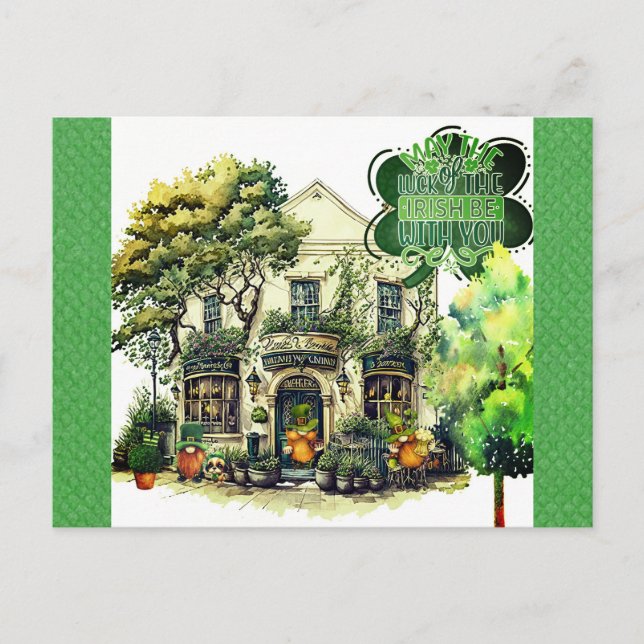 Postal Día de Santa Patrulla Gnome Bar de pub irlandés (Anverso)