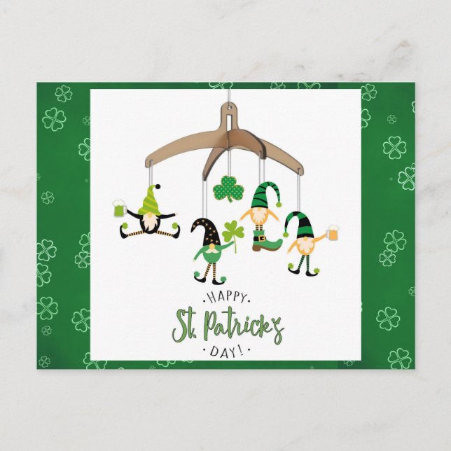 Postal Día de Santa Patrulla Gnome Green Shamrock (Anverso)