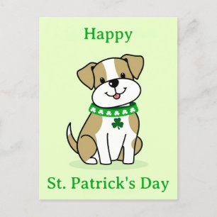 Postal Día de Santa Patrulla Perro Green Clover Shamrock