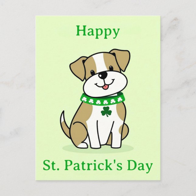 Postal Día de Santa Patrulla Perro Green Clover Shamrock (Anverso)