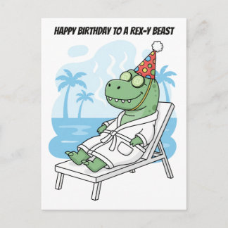 Postal Día de Spa del Dinosaurio Rex-y Cumpleaños