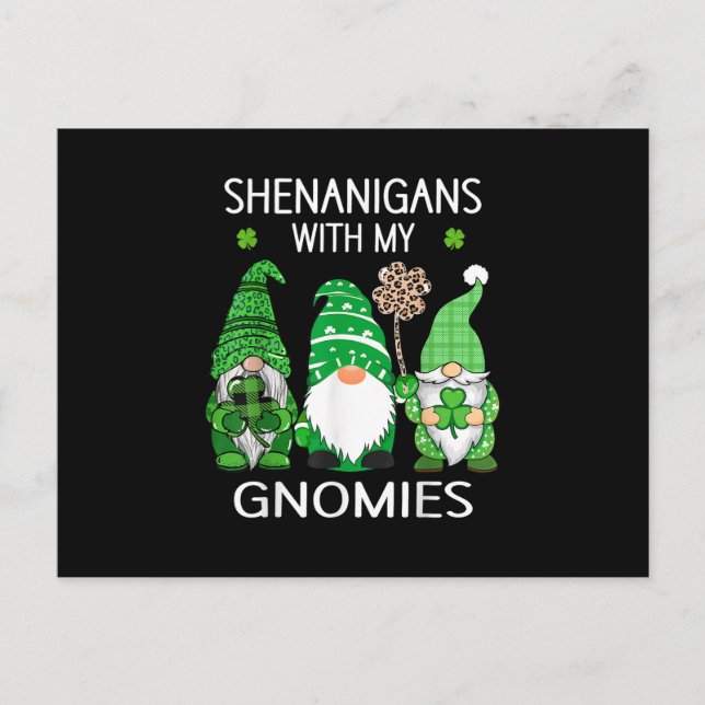 Postal Día de St Patricks afortunados gnomos de leopardo  (Anverso)