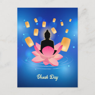 Postal Día de Vesak Buda en la linterna de loto Vaisakha