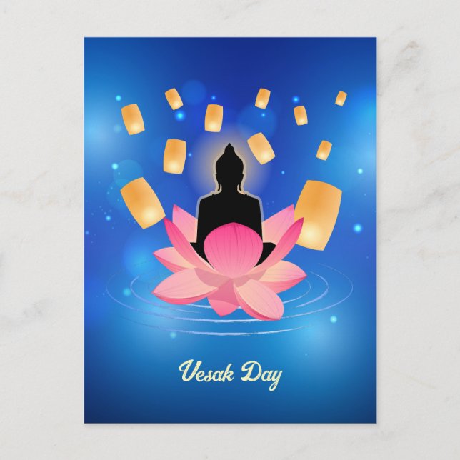 Postal Día de Vesak Buda en la linterna de loto Vaisakha (Anverso)