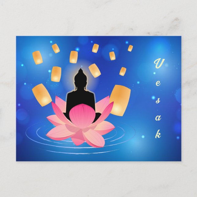 Postal Día de Vesak Buda en linterna de loto Vaisakha (Anverso)