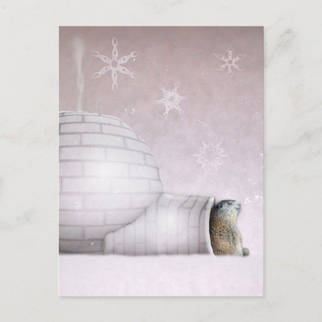 Postal Día del Groundhog - Chillin' en el iglú (Anverso)