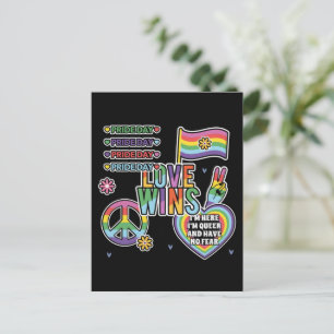 Postal Día del Orgullo. El amor gana. Soy queer y no teng