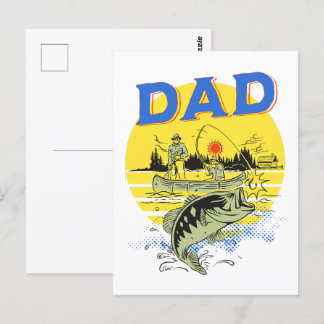 Postal Día del Padre al aire libre Pescando en bote Papá