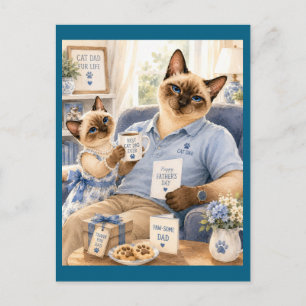 Postal Día del Padre para amantes de gatos y papás felino