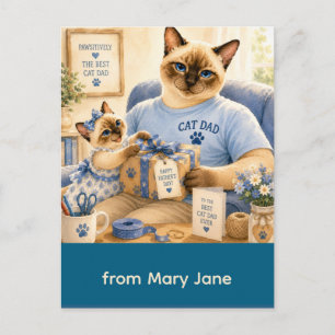 Postal Día del Padre para amantes de gatos y papás felino