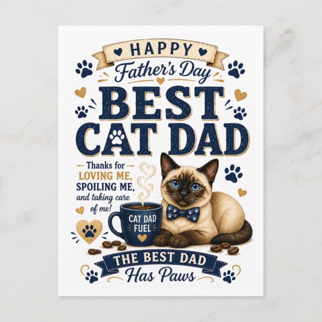 Postal Día del Padre para Cat Dad (Anverso)