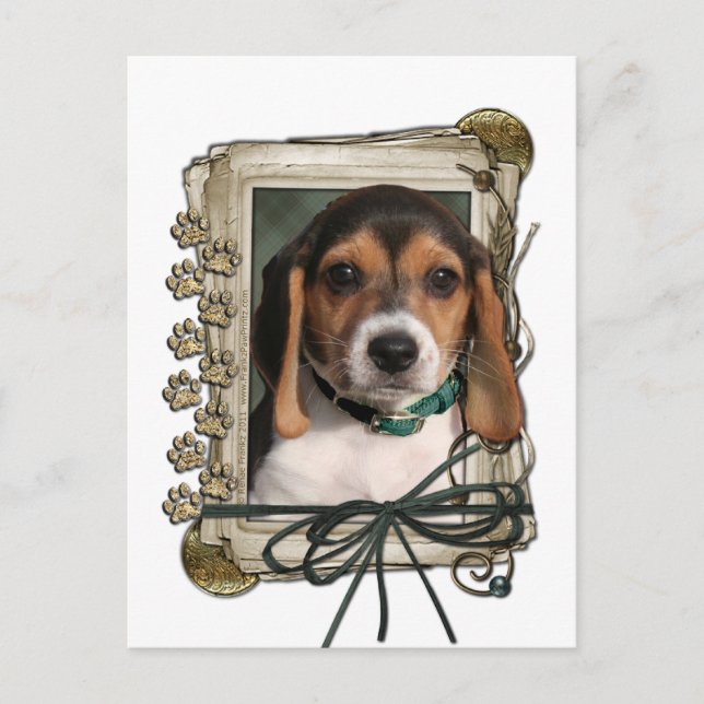 Postal Día del Padres - Papas de piedra - Cachorro beagle (Anverso)