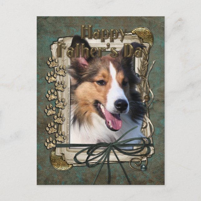 Postal Día del Padres - Papas de piedra - Sheltie (Anverso)