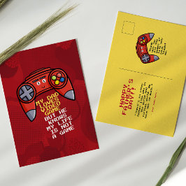Postal Dia divertida del padre de los joystick rojos