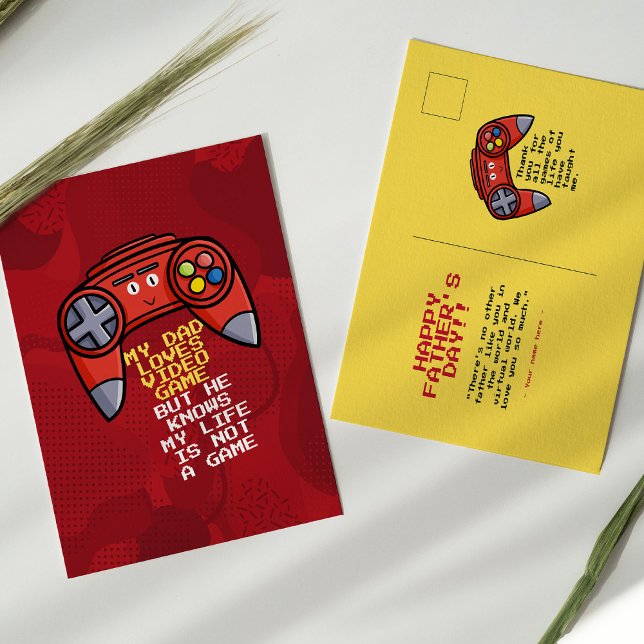 Postal Dia divertida del padre de los joystick rojos (Subido por el creador)