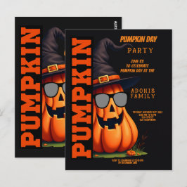 Postal Día Divertido y Lindo de Calabaza Temporada de Oto
