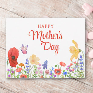 Postal Día Feliz de la Madre Jardín de Flores Silvestres