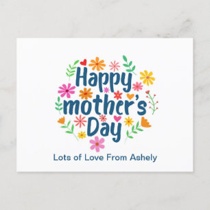 Postal Día Feliz de las Madres Floral Retro Personalizado