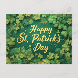 Postal Día Feliz de San Patricio Diseño de Trébol