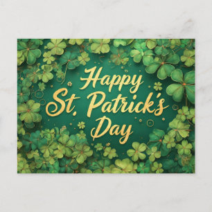 Postal Día Feliz de San Patricio Diseño de Trébol