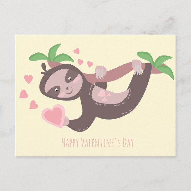 Postal Día Feliz de San Valentín Ilustración de Corazones (Anverso)