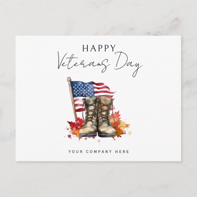 Postal Día Feliz del Veterano Personalizado para Negocios (Anverso)