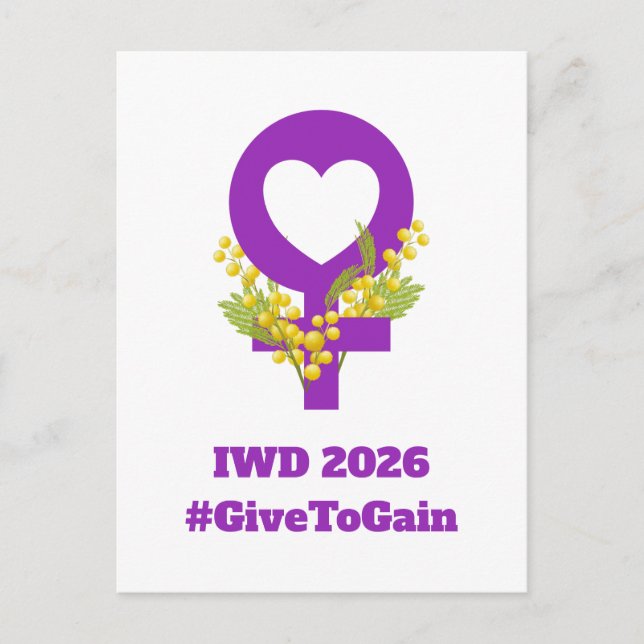 Postal Día Internacional de la Mujer 2026 IWD Dar para Ga (Anverso)