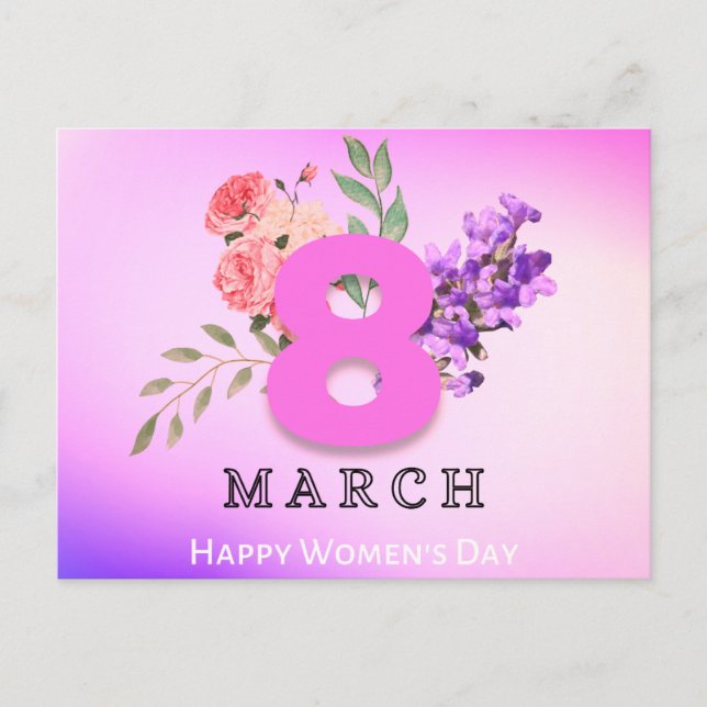 Postal Día Internacional de la Mujer 8 de marzo Floral (Anverso)