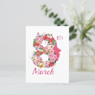 Postal día internacional de la mujer feliz 8 de 2024