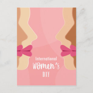 Postal Día internacional de la mujer rosa