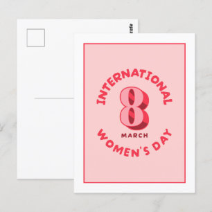 Postal Día Internacional de la Mujer Rosa 8 de marzo