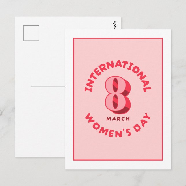 Postal Día Internacional de la Mujer Rosa 8 de marzo (Anverso / Reverso)